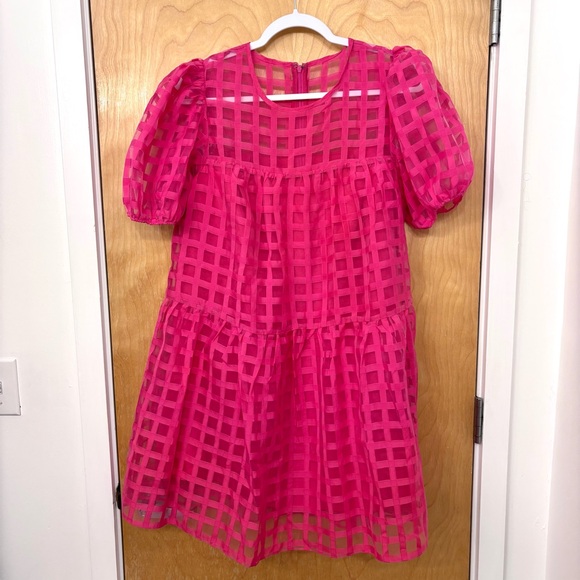 NWOT | English Factory Pink Checkered Organza Dress (Size M) (MSRP $90) - Picture 6 of 11